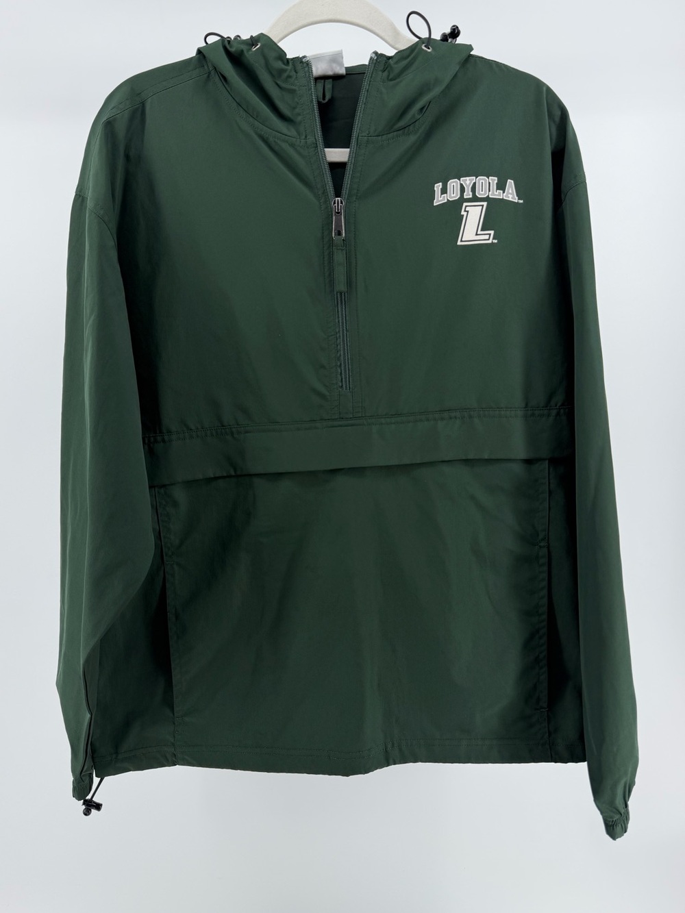 Champion Loyola University Packable Windbreaker Hooded Jacket in Green, Medium